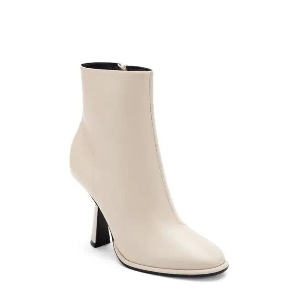 new Mercedes Castillo Zoe Soft Leather Ankle Boots Bone Color Women heel 9 M